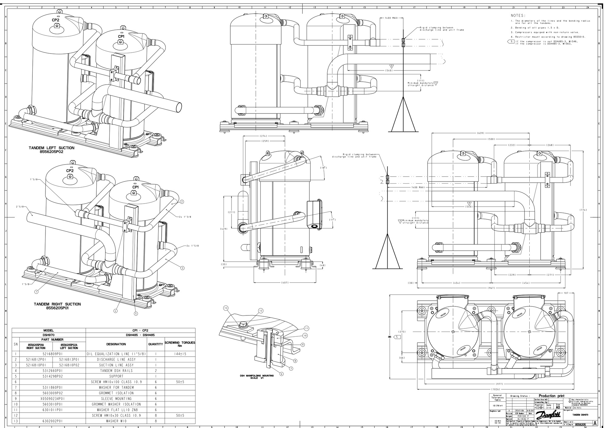 Danfoss DSH — Герметичные спиральные компрессоры, R410A DSH105A4ALC Компрессор спиральный 120H1191  - Вид №12