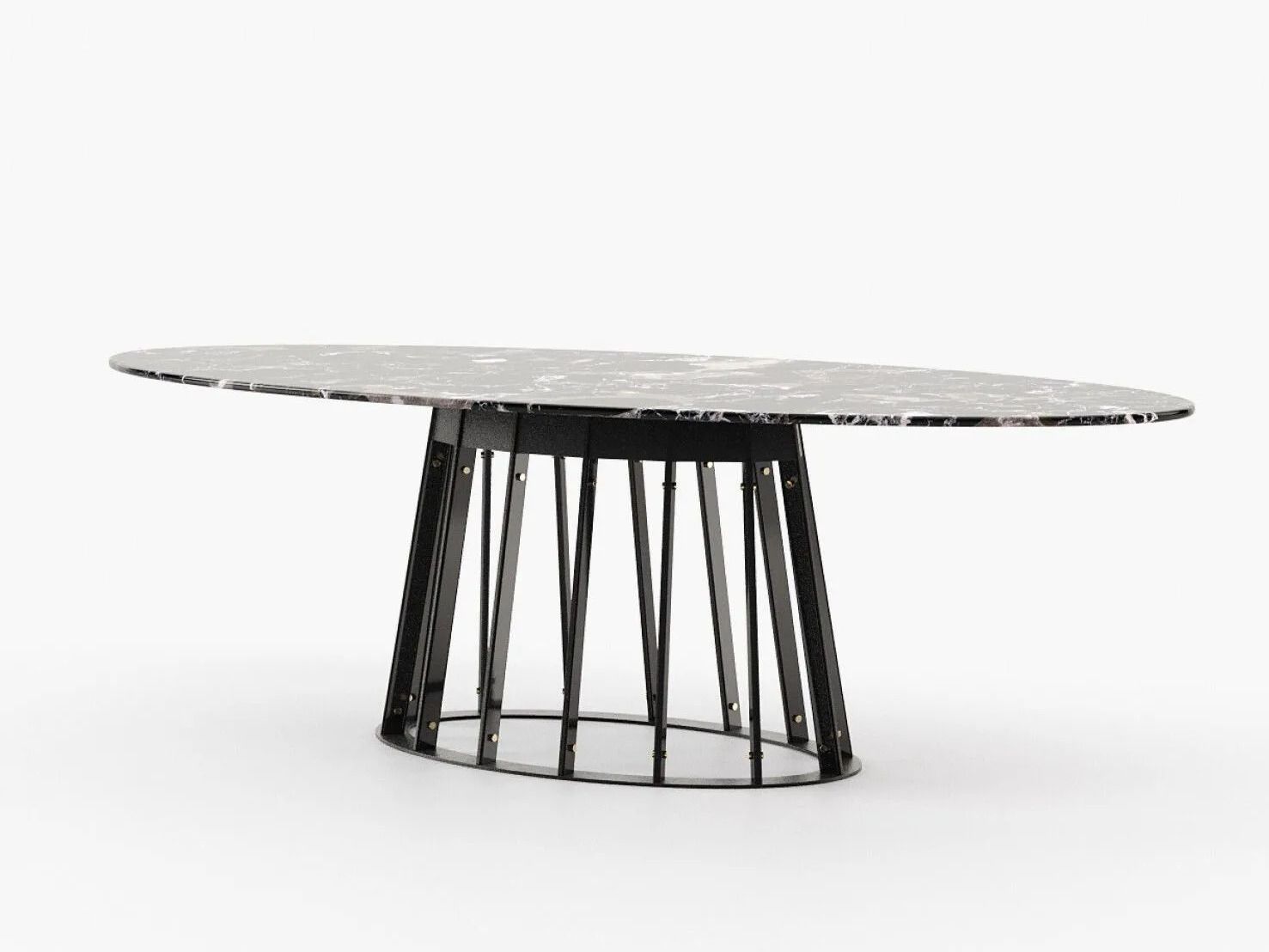 Овальный обеденный стол из черного мрамора Marquina Laskasas ANN ARCH-00034076