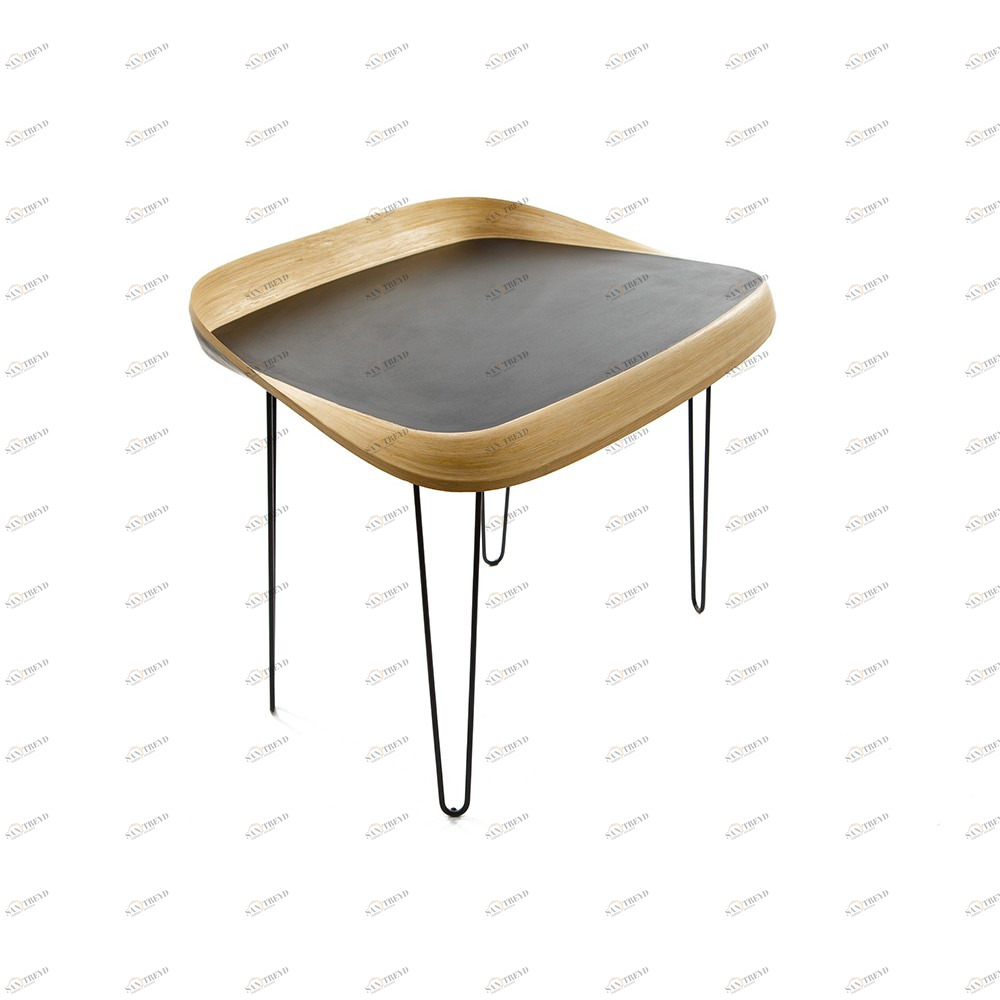 Письменный стол черный фигурный с деревянной отделкой Nod MONTLY NOD 128933 Бежевый;черный 