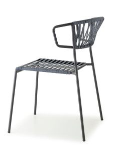 Открытый стул из нержавеющей стали и плетеной проволоки из ПВХ
