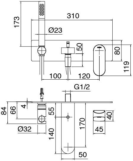 ZAZZERI Смеситель для ванны с ручным душем из латуни с тарелкой Trend x sun-id-1488064 - Вид №2