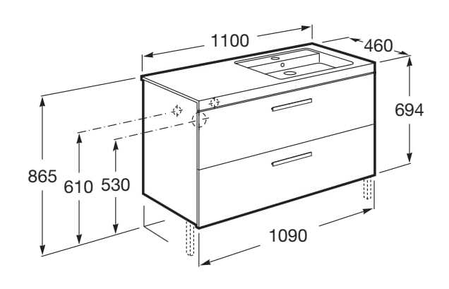 Подвесной шкаф с одной раковиной со встроенной раковиной Roca Prisma ARCH-00031879 - Вид №34