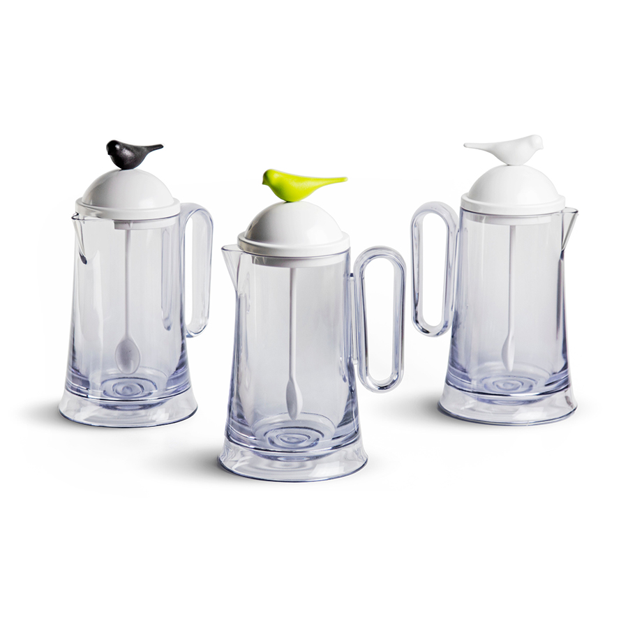 QL10301-WH-GN Кувшин sparrow с ложкой, белый с зеленым Qualy  - Вид №4