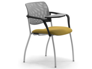 Стул для конференций из стали и ткани с подлокотниками