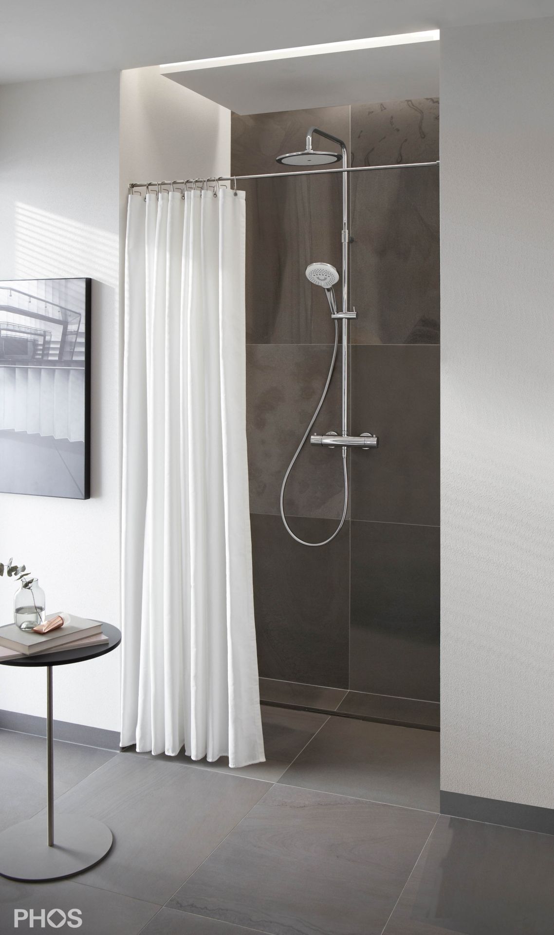 TKS12-1-W Стержень-зажим для занавесок для душа, 50 - 100 см. сделано, чтобы измерить. PHOS  - Вид №3