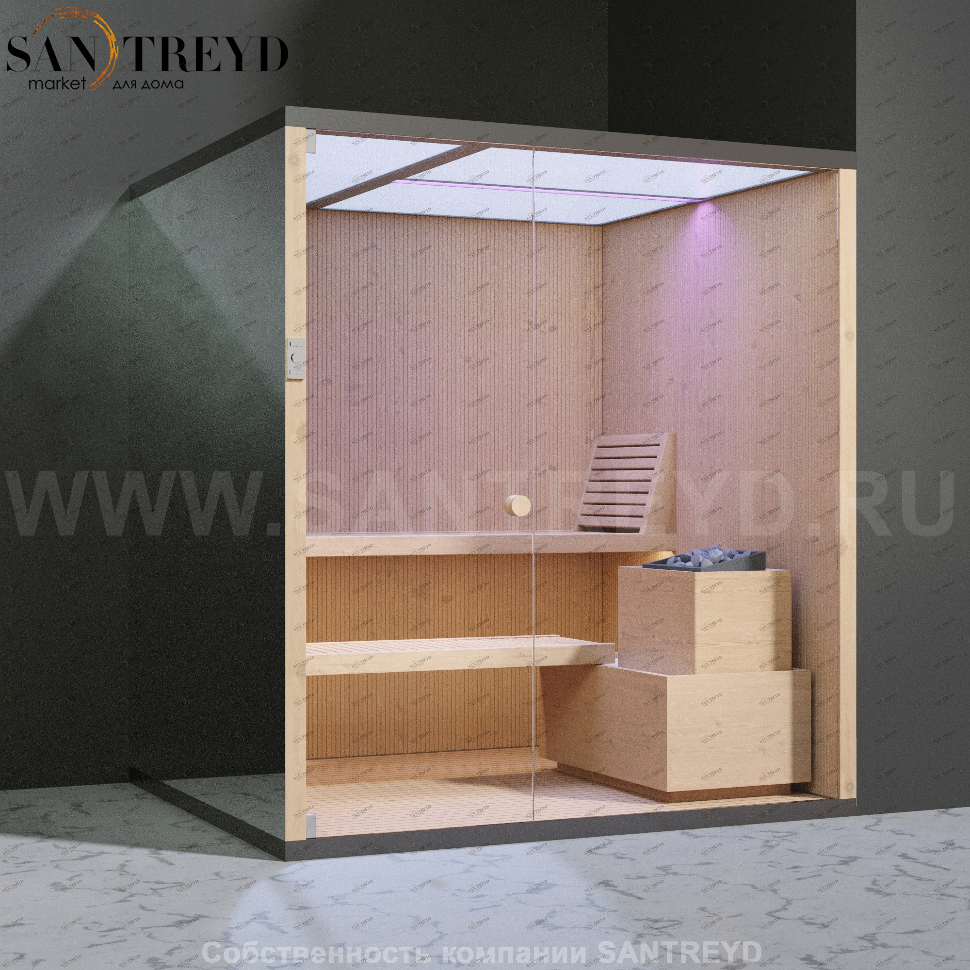 Effegibi BODYLOVE S BL20100003 Сауна. Установка: в правый угол. Мощность: 8 кВт макс. Размеры: длина 200 см, ширина 176 см. Отделка: канадский хемлок и зеркало.