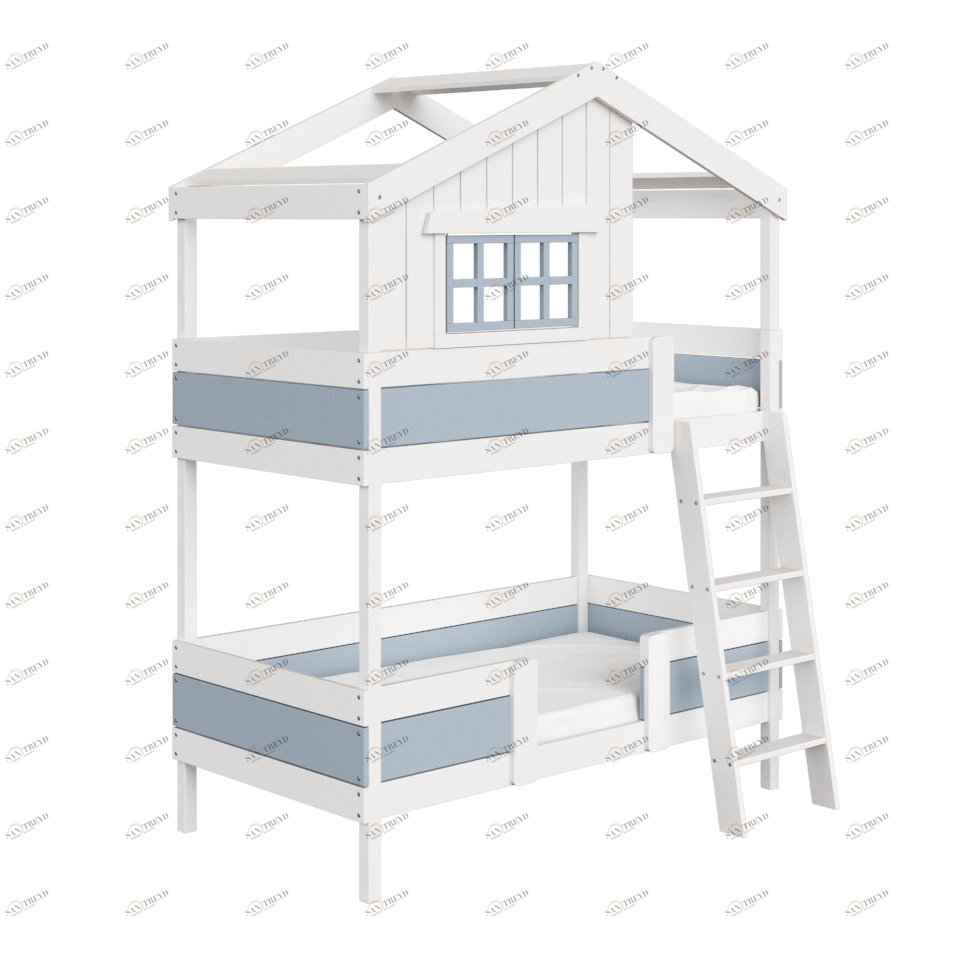 Кровать двухъярусная белая с серым "Шале M" ELLIPSE ELLIPSE HOME 00-3951307 Белый;серый Santreyd 