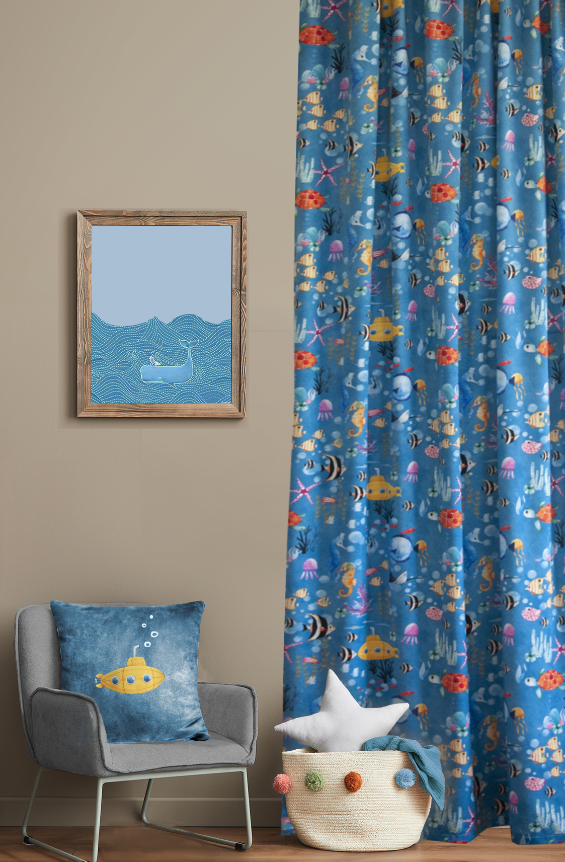 SEASONS Штора бархатная с рыбками для детской комнаты 140×260 см 84659849 STLM-0053506 - Вид №4