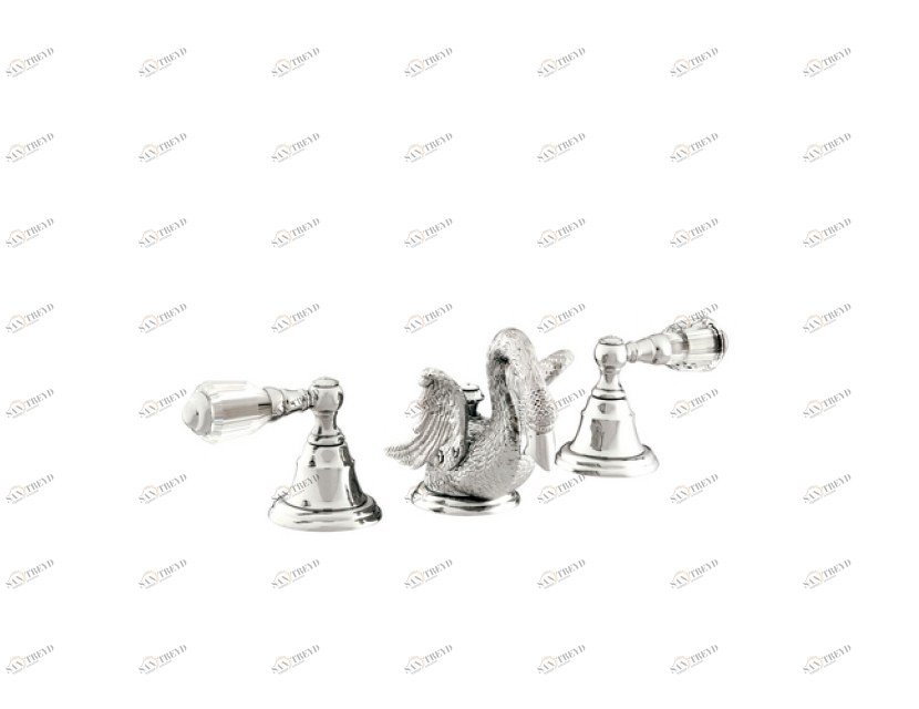 039641.D00.50 Раковина с тремя отверстиями и кристаллами Swarovski Яркий хром Mestre Swan