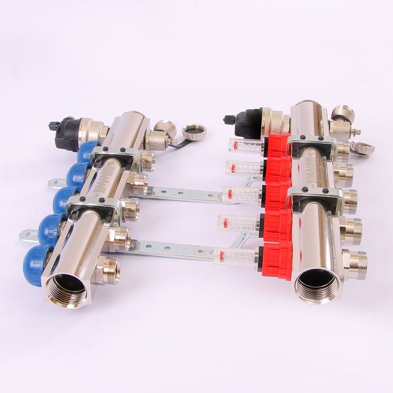 Коллекторная группа TOPWAY с термостатическими вентилями и расходомерами с метрической резьбой EMMETI 1"xM24x19 5 выходов 01298186 - Вид №2