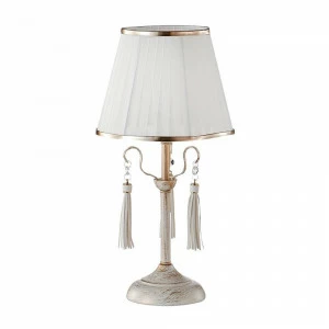 Настольная лампа белая с абажуром и подвесками-кисточками Ofelia Ofelia LG1 CRYSTAL LUX ИНТЕРЬЕРНЫЕ 00-3834692 Белый;золото