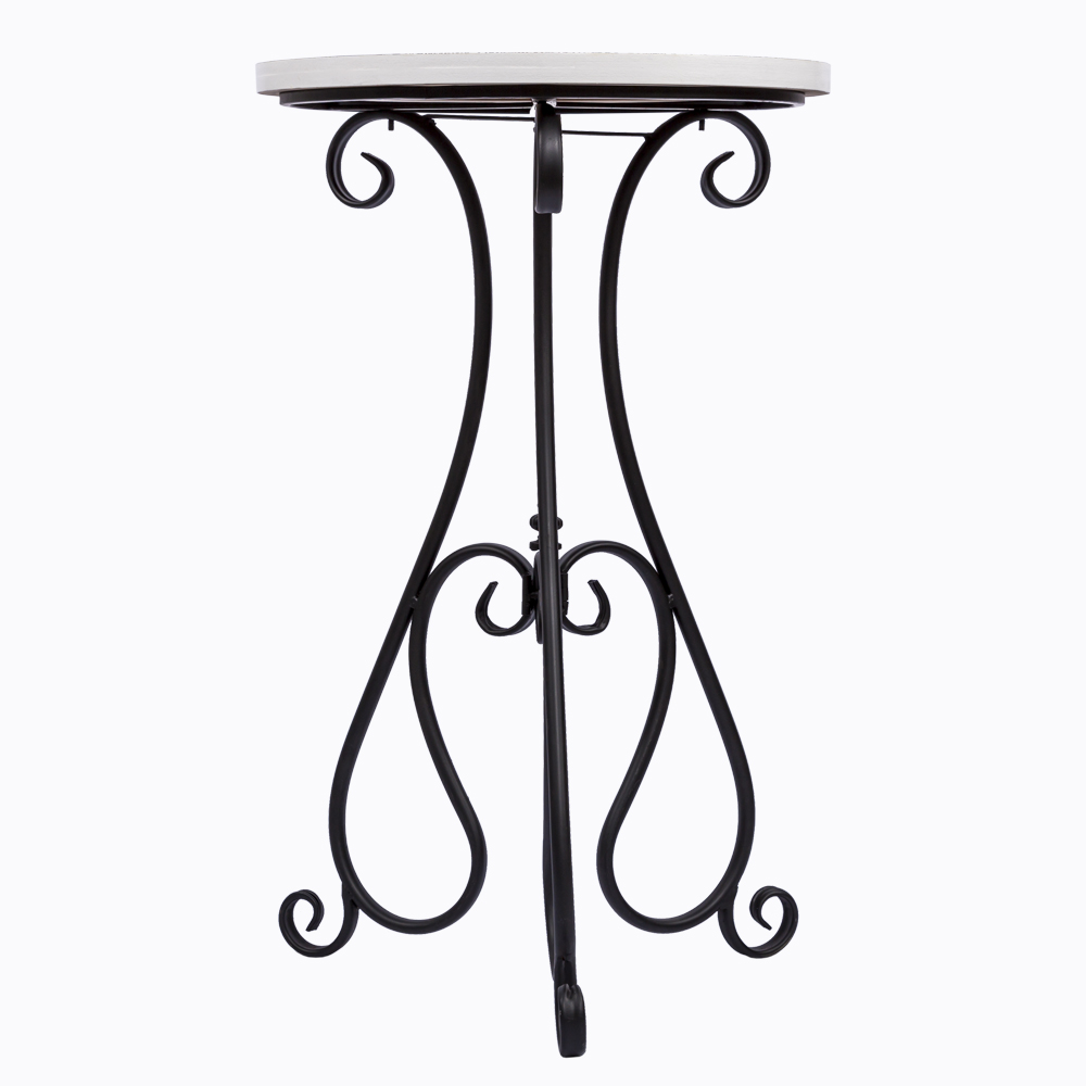 Кофейный столик круглый с принтом и коваными ножками 50 см "Лина" BYOBJECT FORNASETTI 014306 Белый;черный Object Desire  - Вид №1