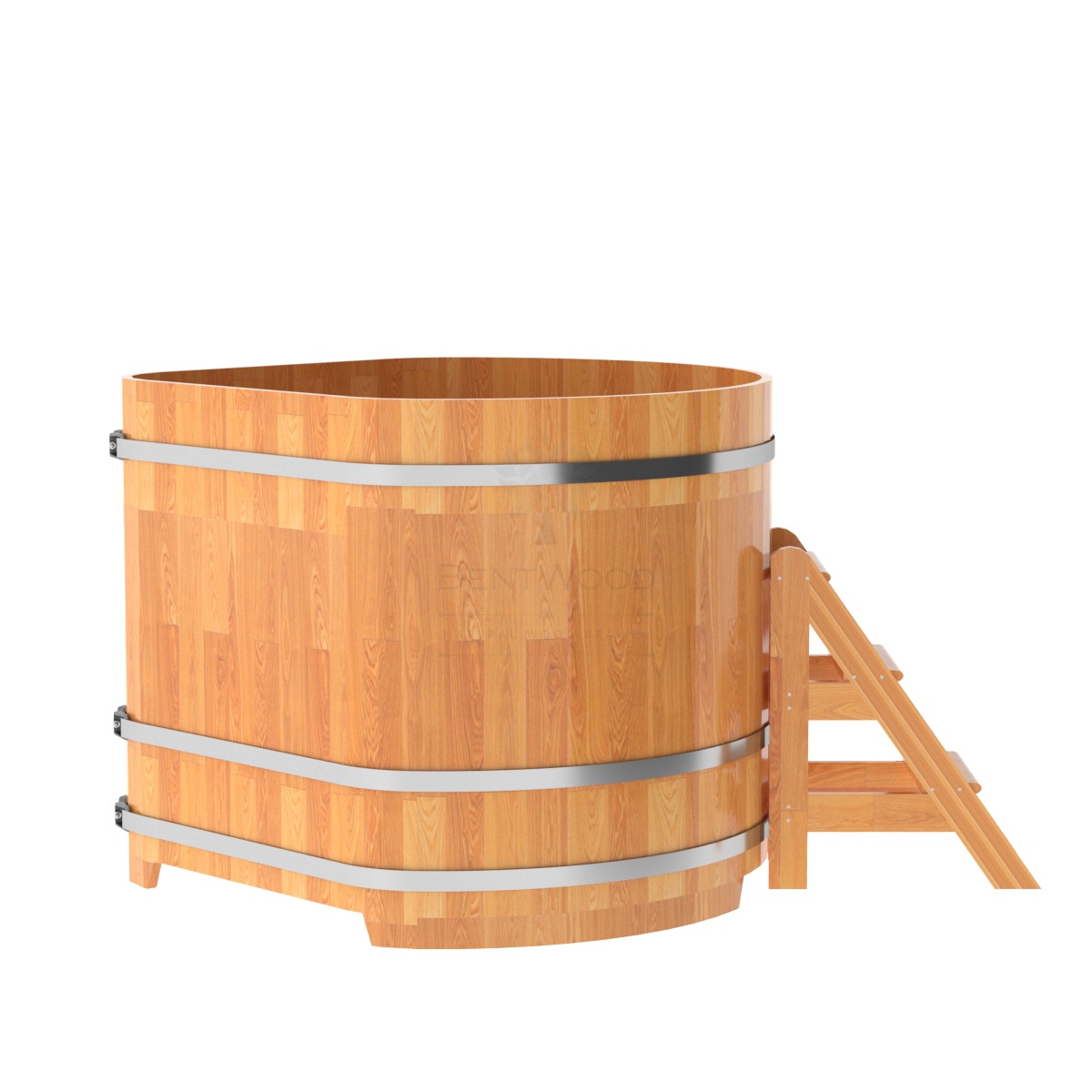 1586 Купель угловая из сращенных ламелей лиственницы 1,37х1,37х1,2 натуральная Alyarus  - Вид №3