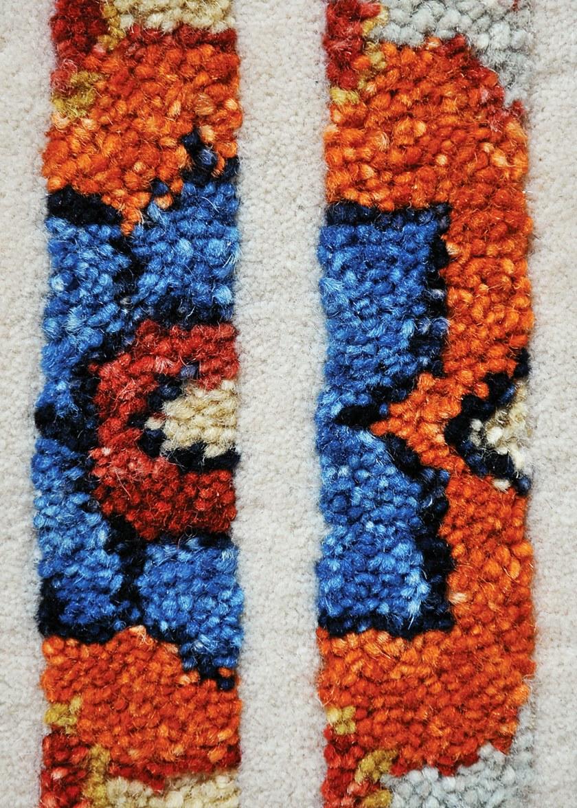 I + I Прямоугольный ковер в полоску и цветочек из шерсти и хлопка Pop classic C 52b1  - Вид №2