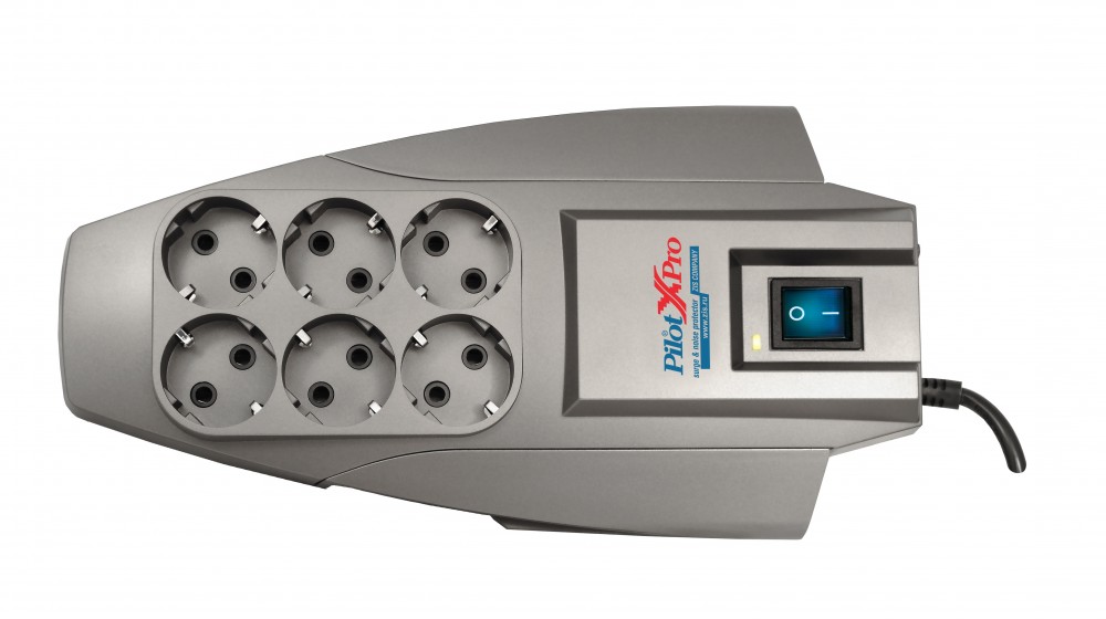 Pilot X-Pro Surge protector 1.8m, 6 outlets, microprocessor, white ZIS Santreyd  - Вид №1
