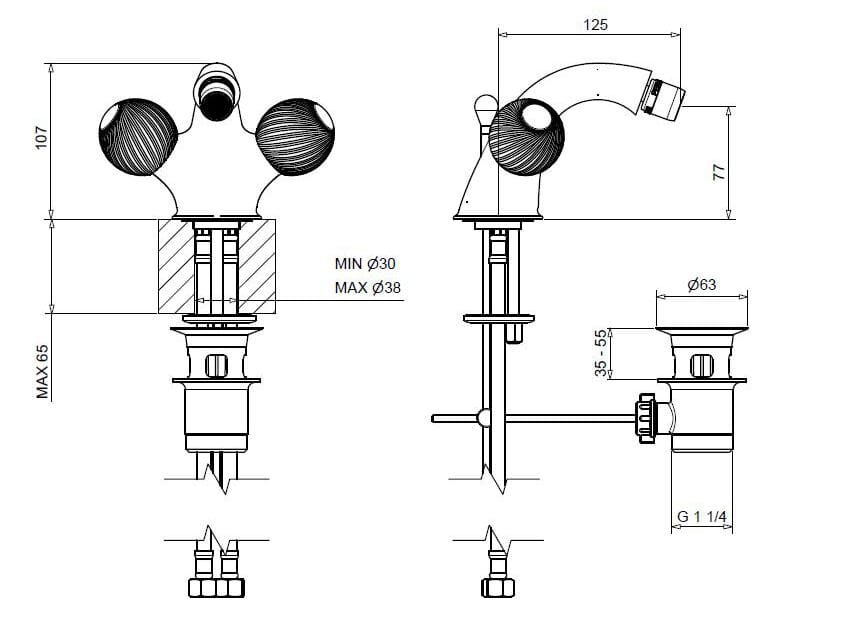 Смеситель для биде из хромированной латуни Bugnatese Axo ARCH-00052394 - Вид №2