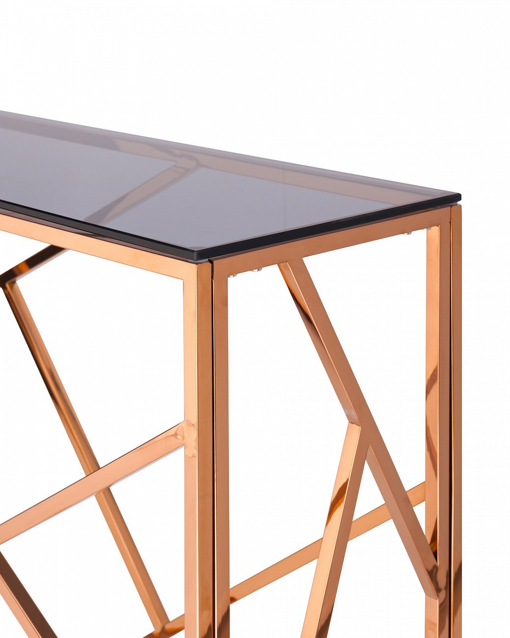 Консоль стеклянная 115х30 см дымчатая с розовым золотом "Арт Деко" STOOL GROUP  00-3881896 Золото;розовый  - Вид №2