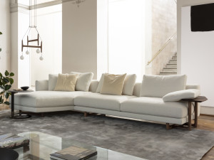 Тканевый диван с полуостровом