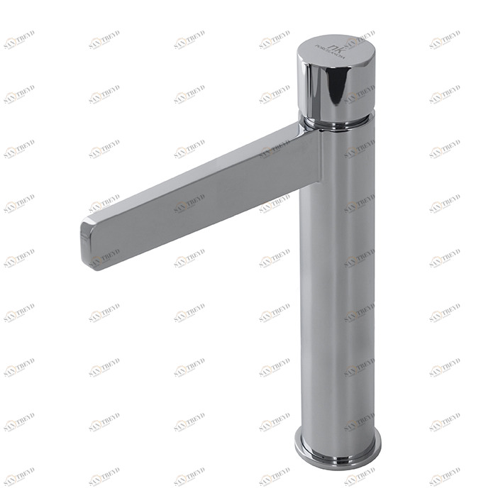 Смеситель для раковины, однорычажный, с высоким изливом 3/8 дюйма. Керамический патрон кнопочный. Длина шлангов 400 мм. Без съемного сливного набора 1 1/4 ”. Плоский аэратор. Расход 5 л / мин. при 3 барах.  Pure line NOKEN 100180977  CHROME 