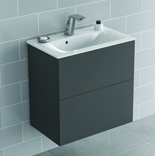 9741373111 IDO Elegant напольная тумба под умывальник, с двумя ящиками, компактная, Ш = 900 мм, Ш1 = 915 мм, темно-серый - Вид №3