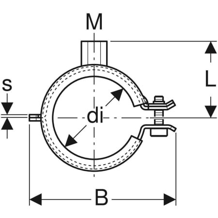 601.853.26.1 Хомут для трубы изолированный Geberit, с резьбовой муфтой M8/M10 Geberit  - Вид №2