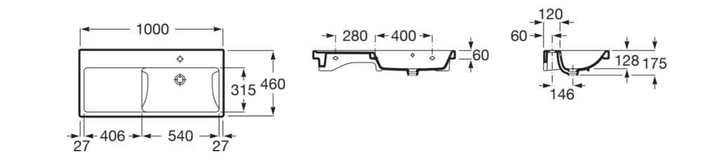 Фарфоровый подвесной прямоугольный умывальник Roca The Gap ARCH-00082132 - Вид №12