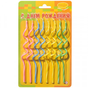 23215 Набор свечей для торта "Коктельные спираль" 20 г 8 шт. Патибум
