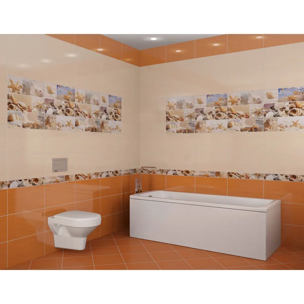 Плитка настенная Lasselsberger ceramics «Николь» 25х45 см 1.46 м2 цвет оранжевый LB CERAMICS STLM-2153640 - Вид №1