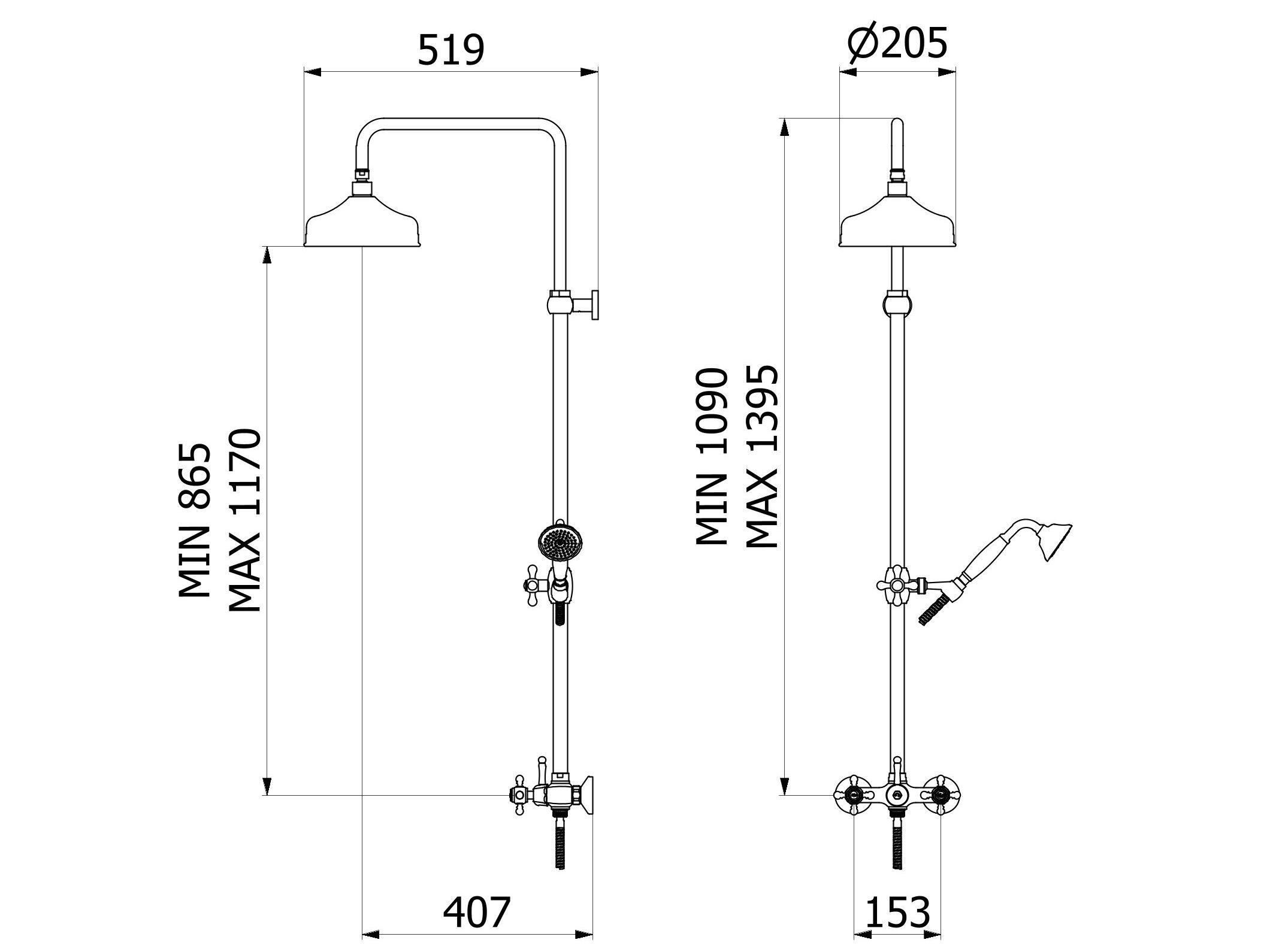 Настенная термостатическая душевая колонна с ручным душем IB Hermes + Hermes Elle ARCH-00079112 - Вид №9