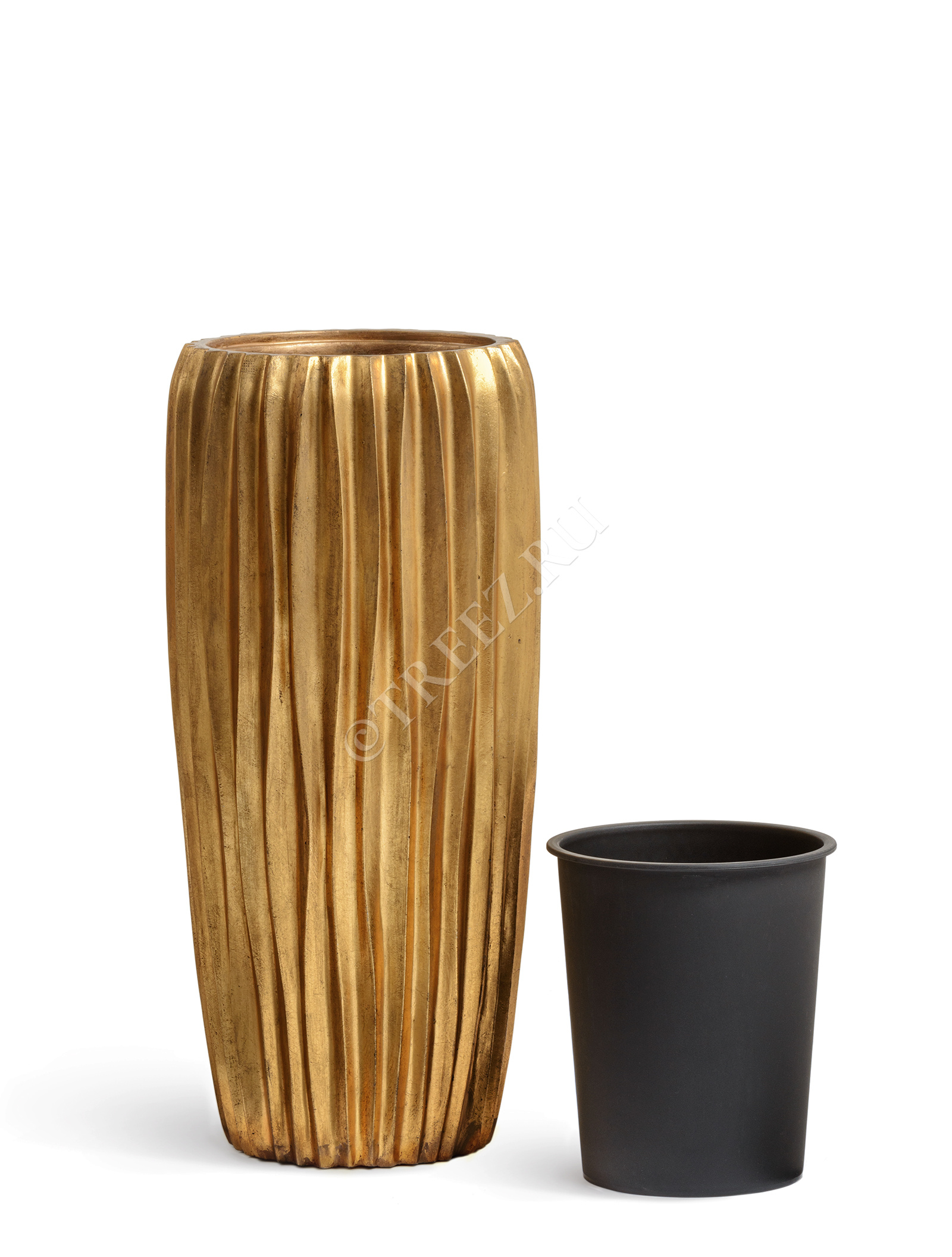 41.3321-07-047-GLD-075 Кашпо  Effectory - серия Metal - Высокий конус Design Wave - Сусальное золото Цветочная коллекция  - Вид №4