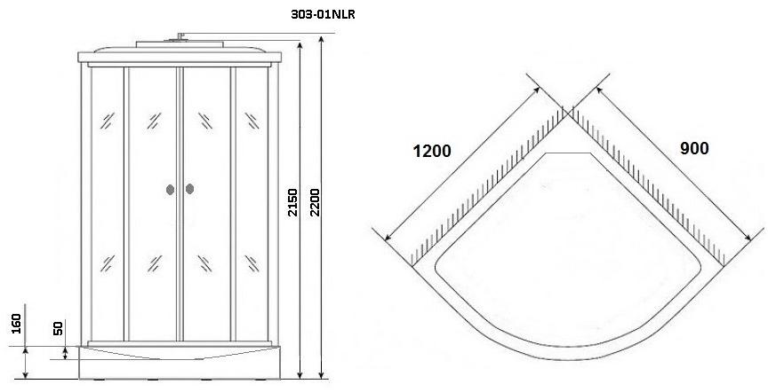 Душевая кабина NG-303-01RN (1200х800х2200) низкий поддон(16см) стекло МОЗАИКА Niagara Ultra 3030154RN - Вид №1