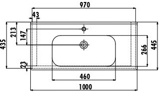 EK100-00CB00E-0000 Раковина EK100 мебельная (45*100см) Creavit  - Вид №1