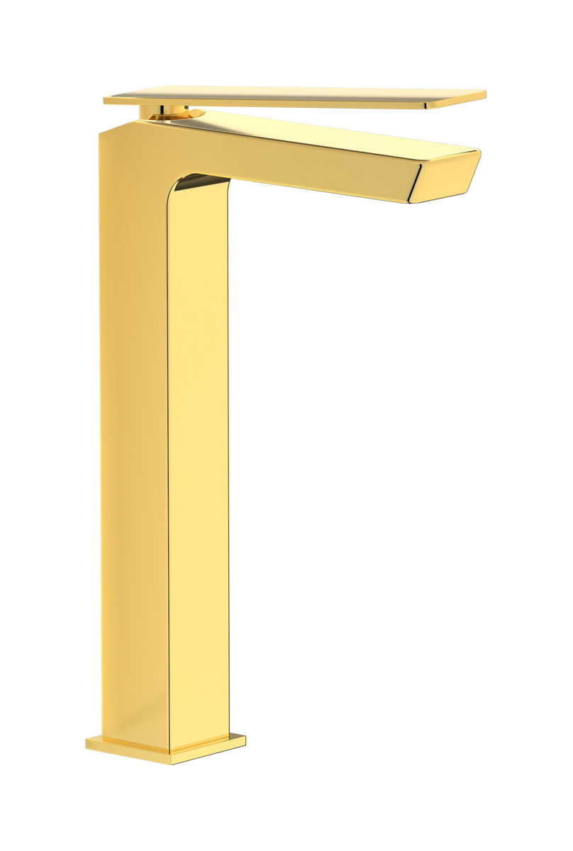 Высокий смеситель для раковины на 1 отверстие в комплекте с донным клапаном WE ARE IB k3202oo Gold K3