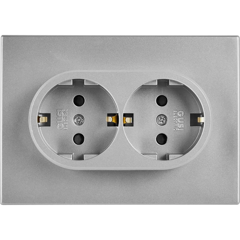 Розетка встраиваемая GUSI Electric серебристая с защитными шторками 89337220 Ugra STLM-1104061