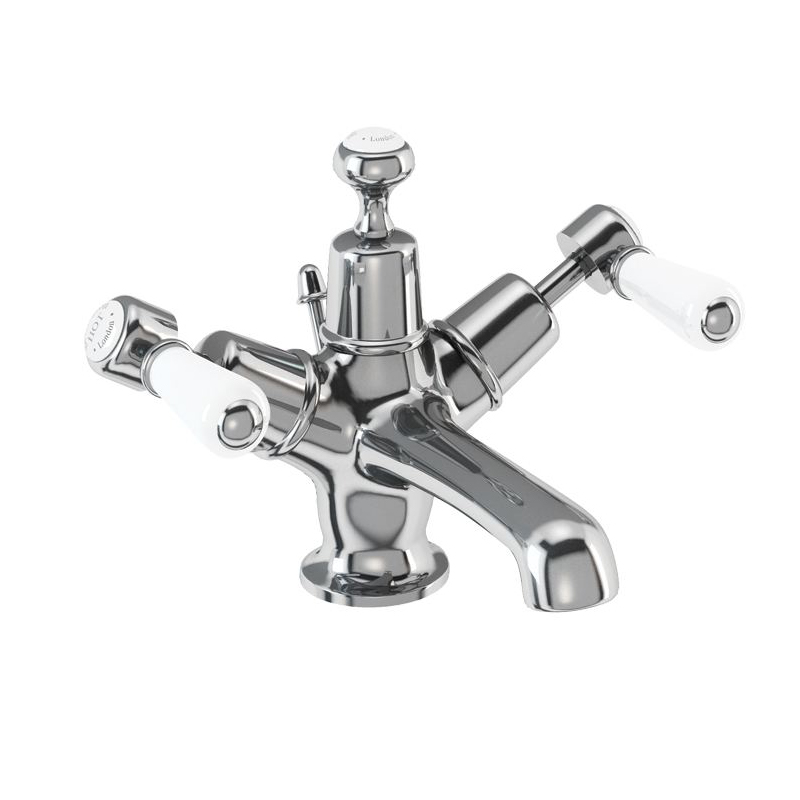 Burlington Смеситель для раковины Kensington со всплывающим клапаном для мусора Четверть оборота с акцентом Медичи KE4-QT MED 