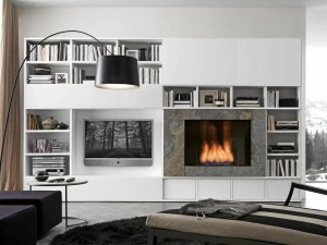 Presotto Модульная лакированная стенка для хранения с подставкой под телевизор Pari&dispari fuoco