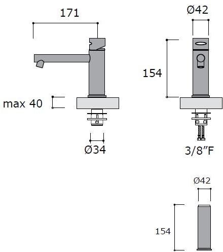 MINA Смеситель для умывальника из нержавеющей стали с одним отверстием Giotto sun-id-1350366 - Вид №1