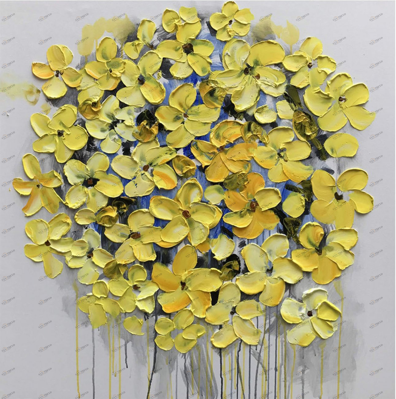 Картина на холсте 100х100 см "Прекрасные жёлтые цветы" EVENHOME КАРТИНЫ МАСЛОМ 130027 Бежевый;желтый;разноцветный 