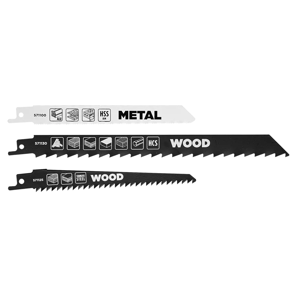 Набор полотен для сабельной пилы по дереву и металлу KWB 571070, 3 шт STLM-2083008