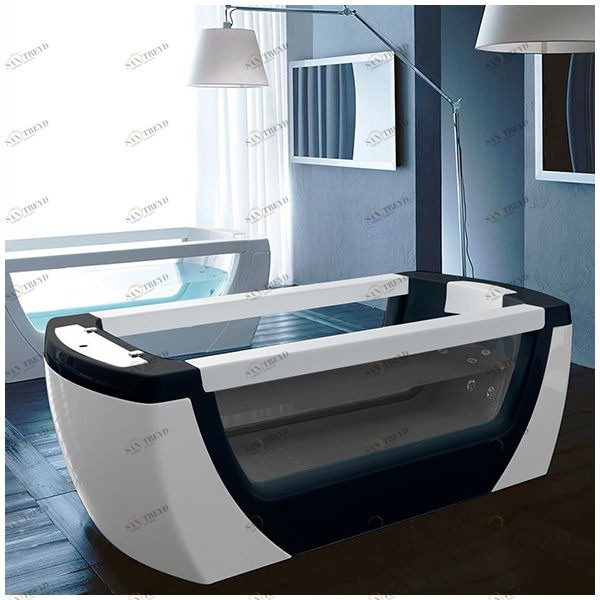 Ванна Gruppo treesse Vision STX-V138B-C ванна с гидромассажем и дезинфекцией стеклянная прозрачная чёрная STXV138BC