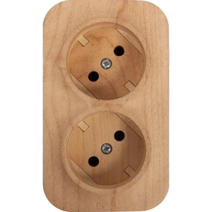 Розетка двойная накладная Legrand без заземления цвет дерево