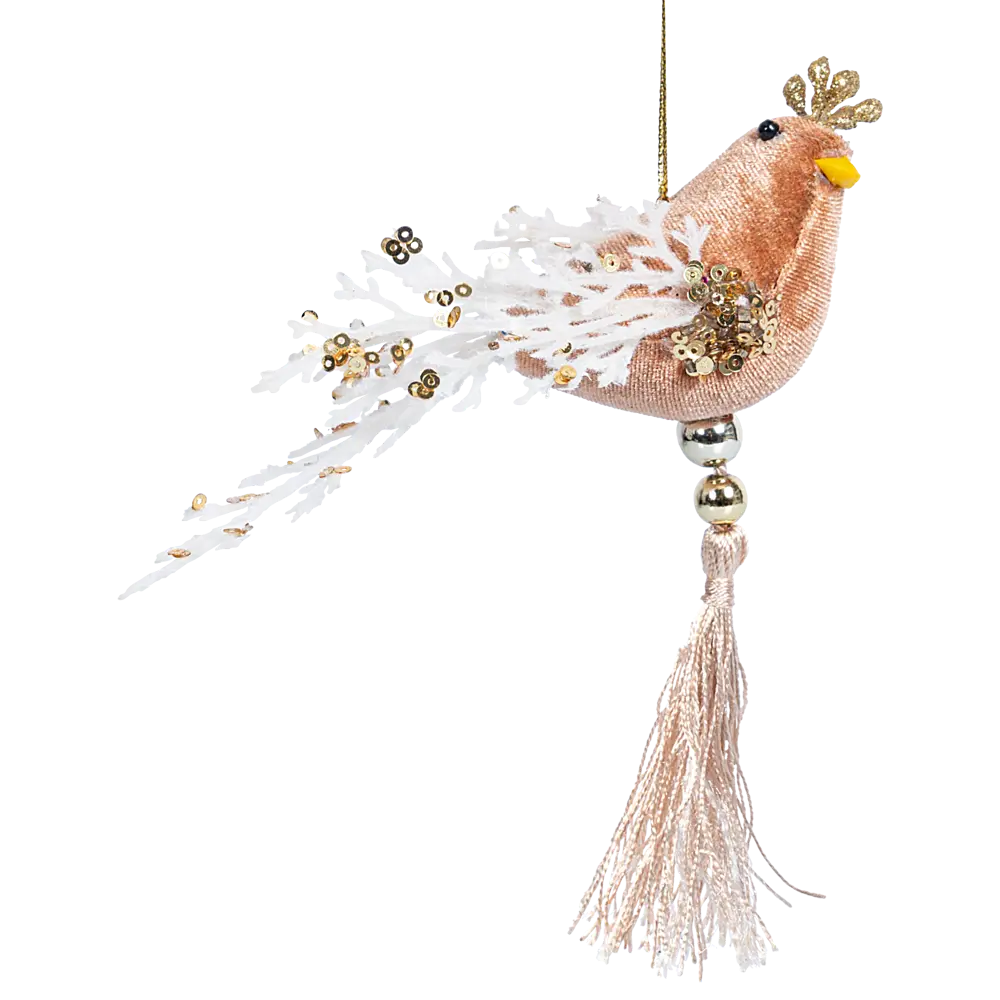 89368978 Украшение декоративное подвесное Птичка 14x13 см бежевый STLM-1472109 Santreyd 