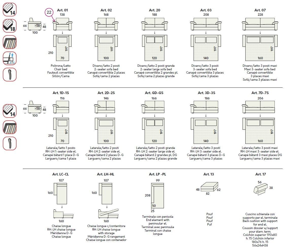 Двуспальный диван-кровать из ткани Felis Day &amp ARCH-00076197 - Вид №9