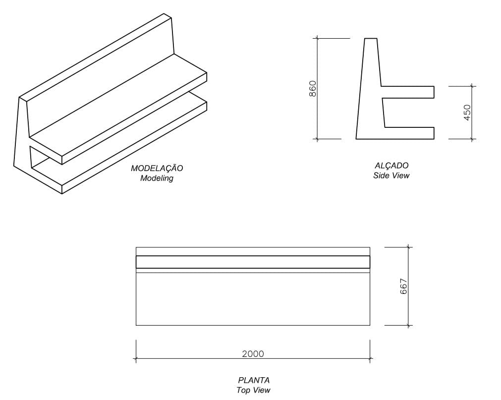 Бетонная скамья со спинкой amop ARCH-00127611 - Вид №2