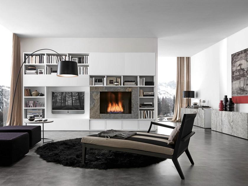 Presotto Модульная лакированная стенка для хранения с подставкой под телевизор Pari&dispari fuoco sun-id-1495569 - Вид №1