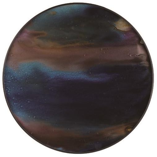 Ethnicraft Круглый поднос из дерева и стекла Tribal quest 20360 - Вид №1