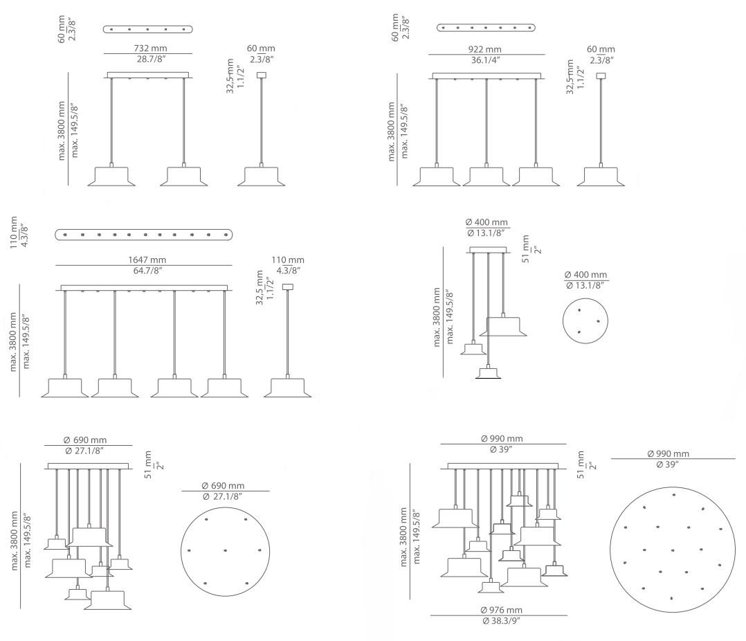 Estiluz Металлический подвесной светильник с диммером Maine T3415lc; t3416lc - Вид №25