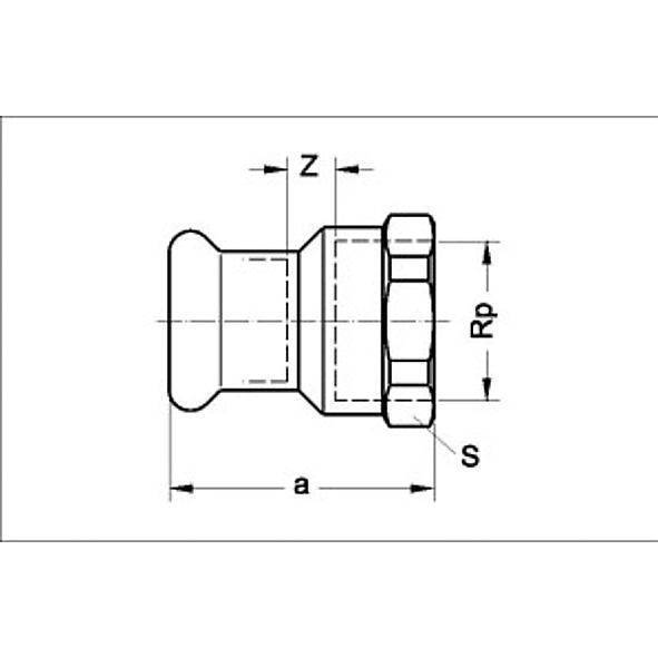111270221 SANHA 11270G пресс-фитинг газ, бронза, муфта переходная ВПр-ВР 22x1 мм  - Вид №1