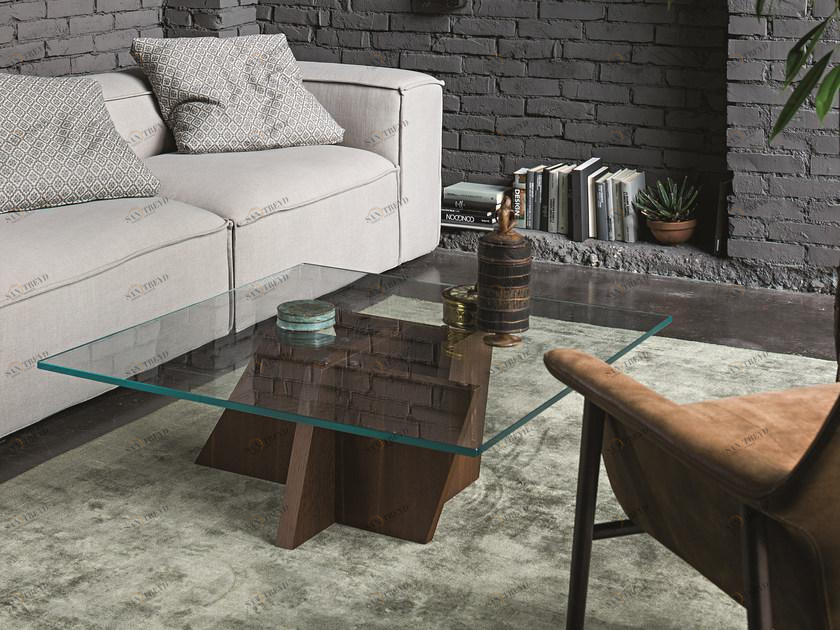 Dall'Agnese Низкий стол из дерева и стекла Stripe sun-id-1494457