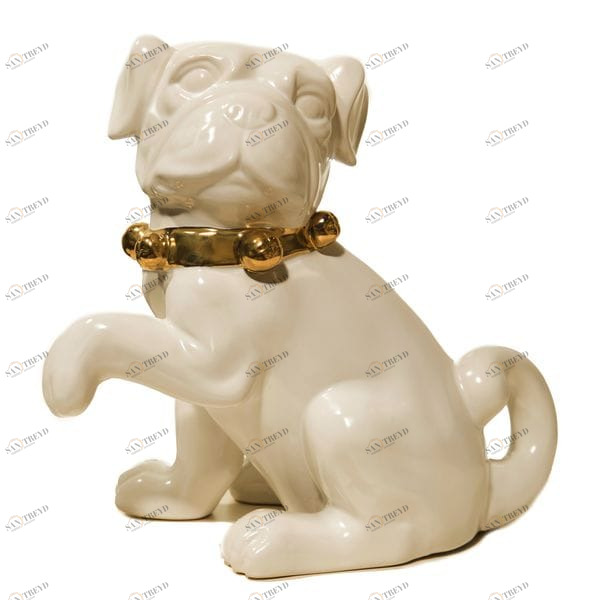 Статуэтка декоративная керамическая 24х26х16 см белая "Мопс" UNICO СОБАКИ, ЖИВОТНЫЕ 255456 Белый;золото 